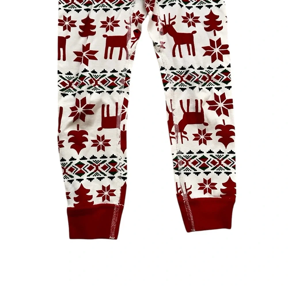 Hanna Andersson Red and White Reindeer Fair Isle Kids Pajamas